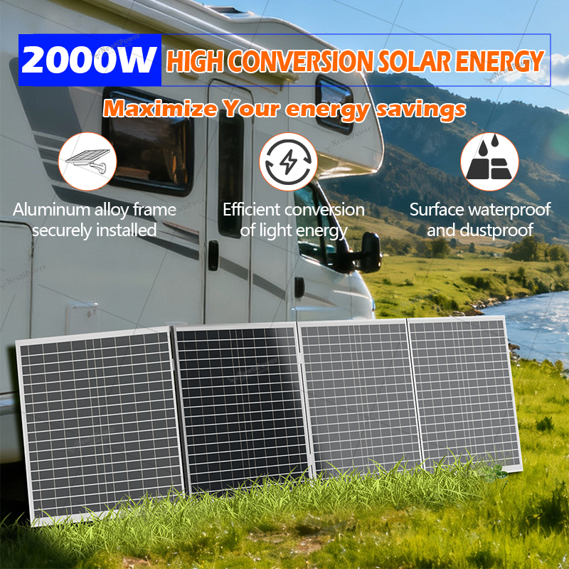Folding Solar Panel - 2000W/1000W High-Power Foldable Solar Panel, 12V